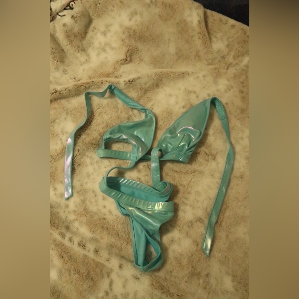 Shiny Aqua Bikini Set